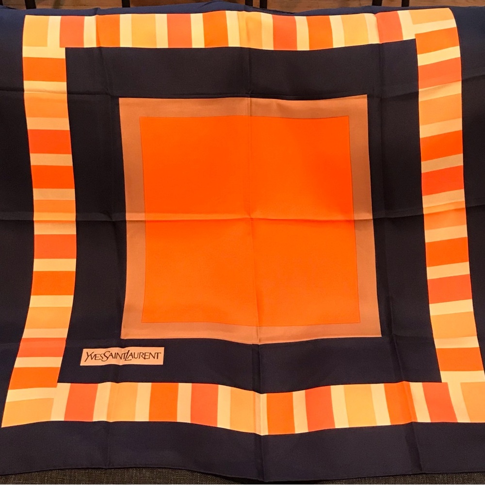 Yves Saint Laurent Silk Scarf in Box 😍🧡🔥 - Picture 4 of 17